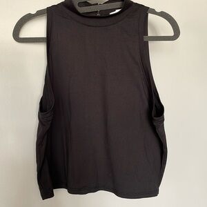 BP mock turtleneck cropped tank / pure black / L